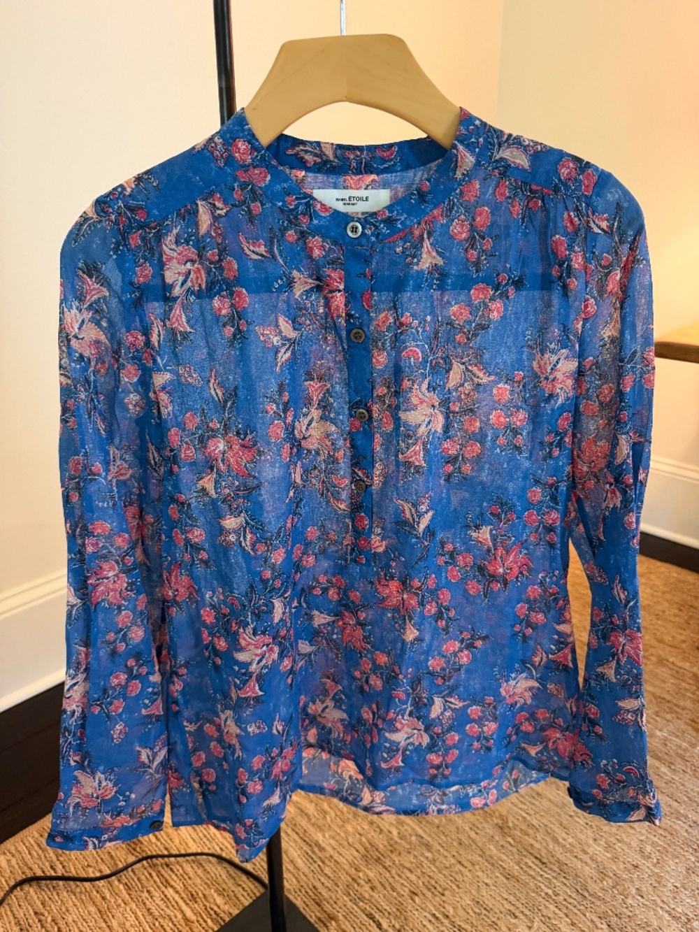 Isabel Marant Étoile Blue Floral Cotton Blouse Top Size 34